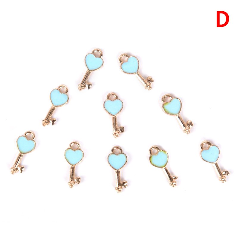 Hbid Glory 10Pcs / Set Liontin Bentuk Kunci Hati Bahan Alloy Untuk Kerajinan Tangan DIY Charms