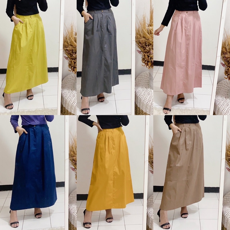 Basic cotton Skirt / rok panjang polos / rok span