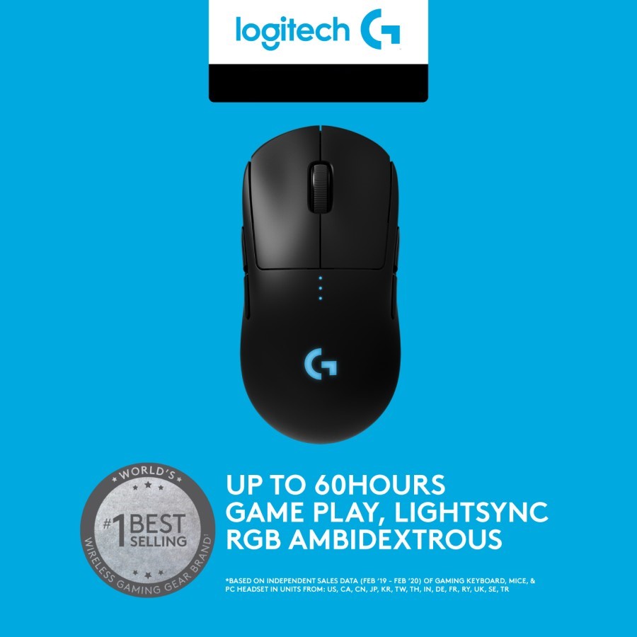 Logitech G PRO Wireless (GPW) Mouse Gaming HERO 25K DPI for E-Sports