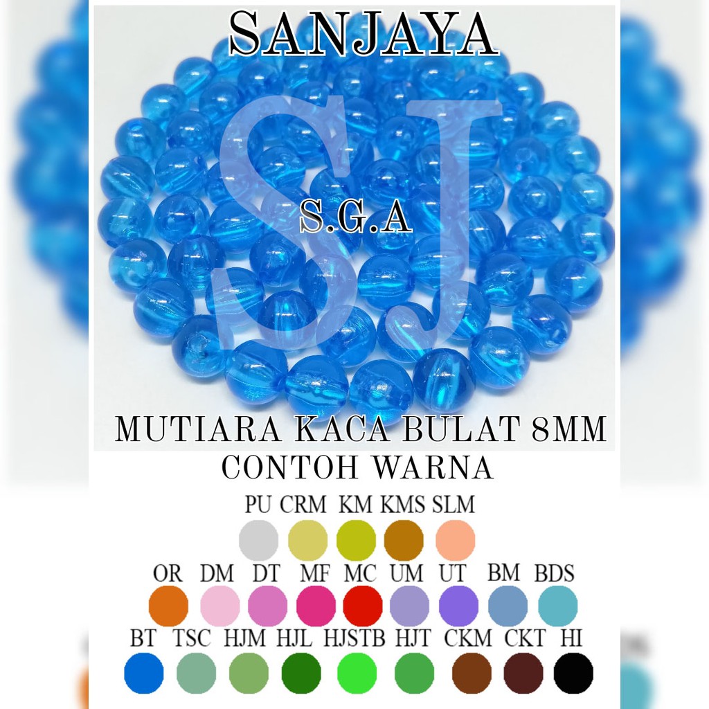 MANIK KACA / MOTE KACA / MANIK BULAT / MOTE BULAT / MOTE KACA BULAT / MUTIARA KACA BULAT 8MM