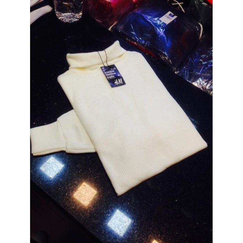 Turtleneck pria dan wanita warna BROKEN WHITE (rib premium)