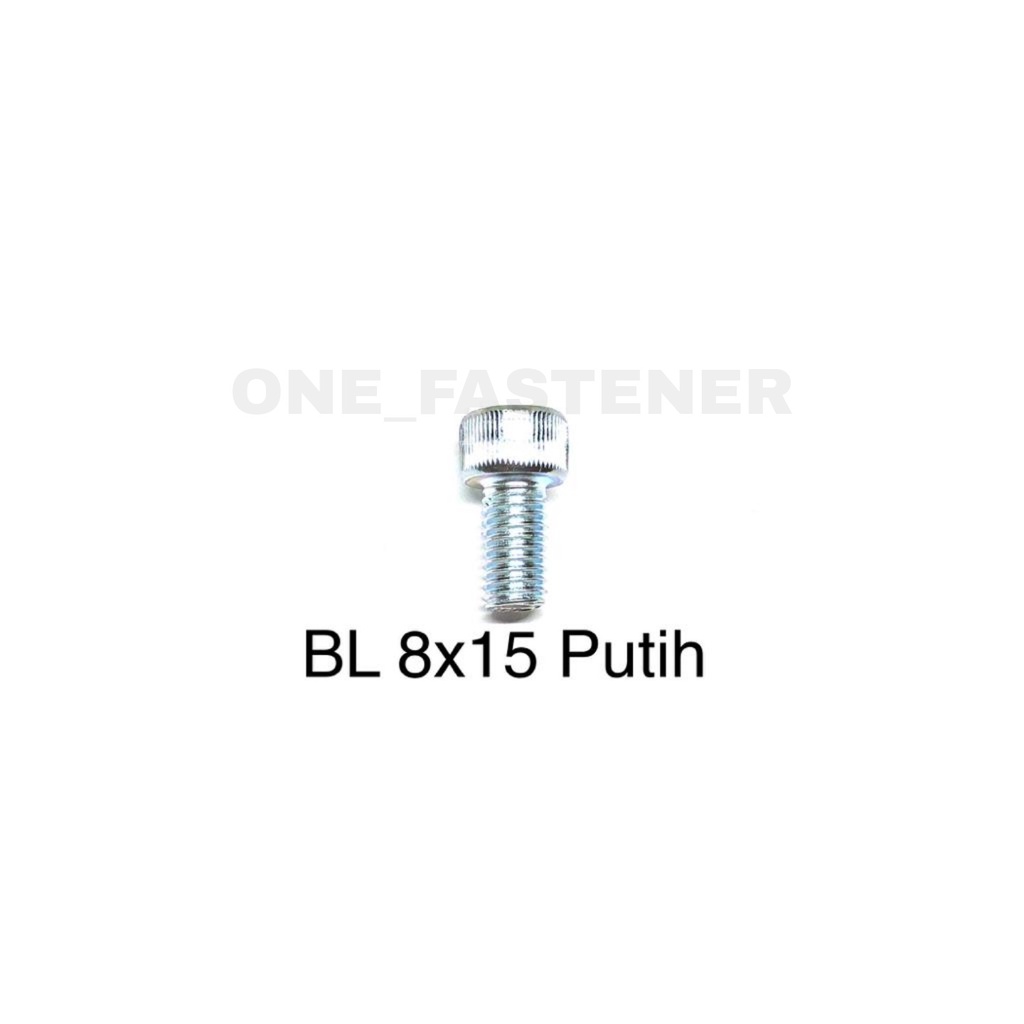 Baut L M8x15 Putih L6 8mm 1.5cm 8x15 hex socket Heads cap screw 12