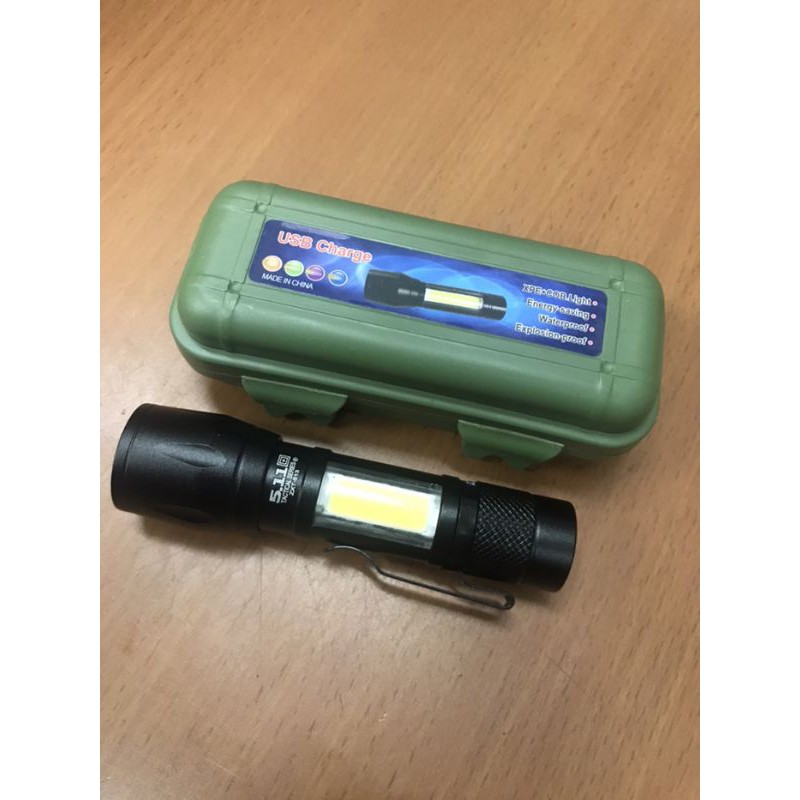 Lampu Senter Mini XPE dan Cob Led ZXT 513 USB Charger Senter Swat Mini
