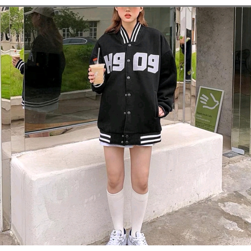 H909 BASEBALL JAKET VARSITY OVERSIZE WANITA KOREAN STYLE