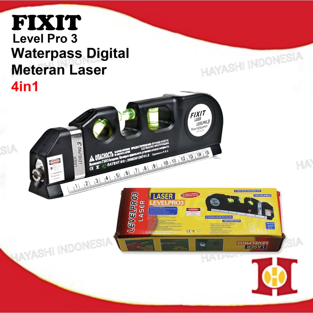 Fixit Level Pro 3 Penggaris Ukur Laser Level Waterpass Meteran Laser