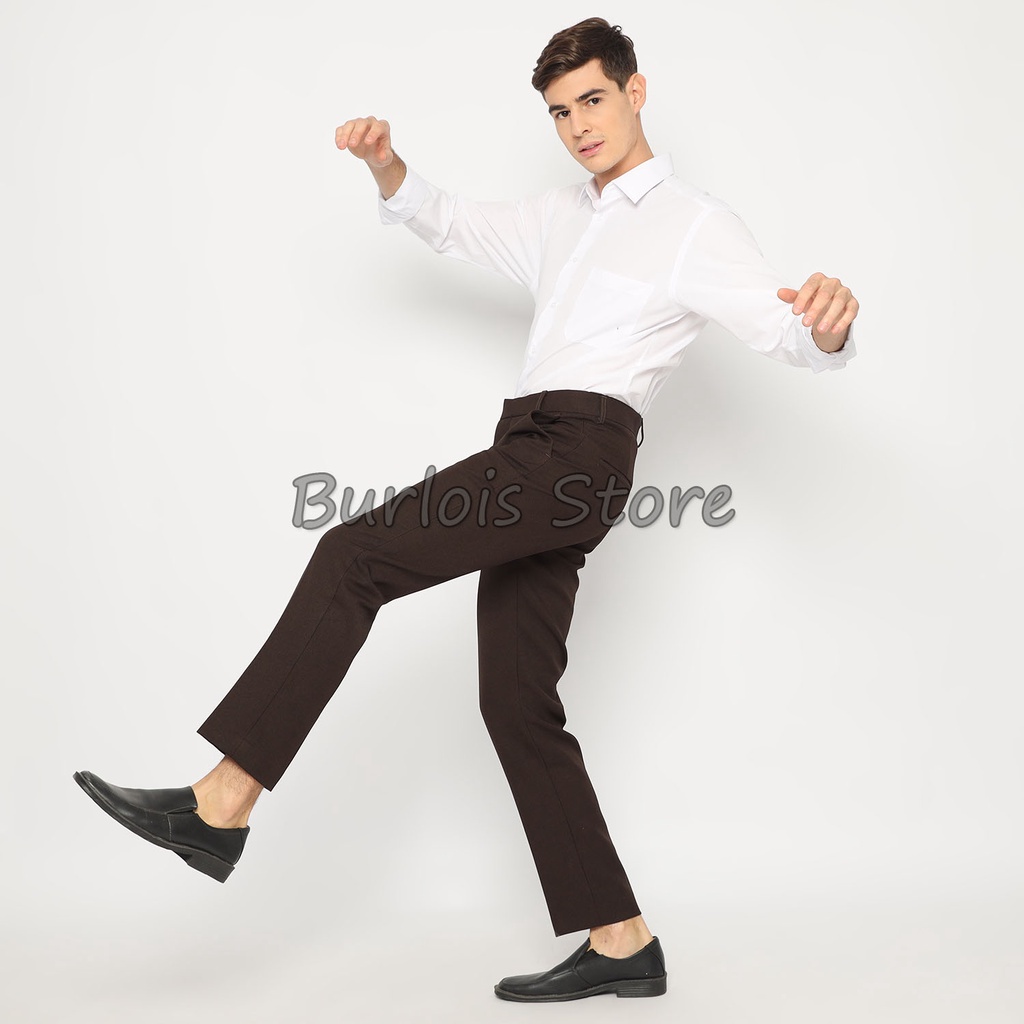 Burlois Store Celana kantor Formal Kerja Bahan Dasar Pria Slim Fit