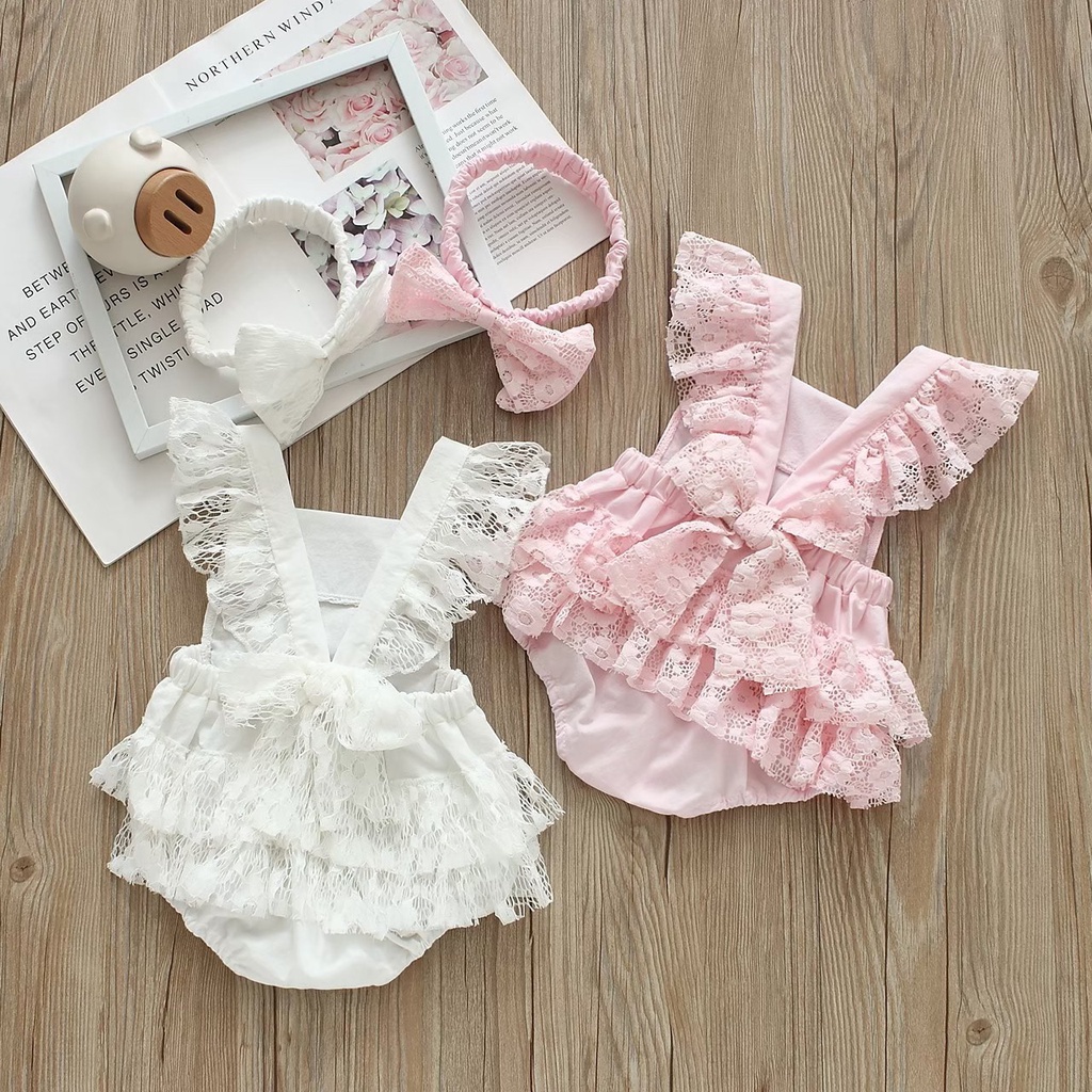 (free bandana) 0-6bln JUMPER RUFFLE BASIC BAYI | JUMPSUIT ROMPER BAJU PAKAIAN ANAK catalog YQER YF