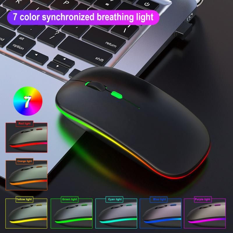 SKU-1237 MOUSE WIRELESS APPLE LED RGB RECHARGEABLE SILENT KLIK CHARGE