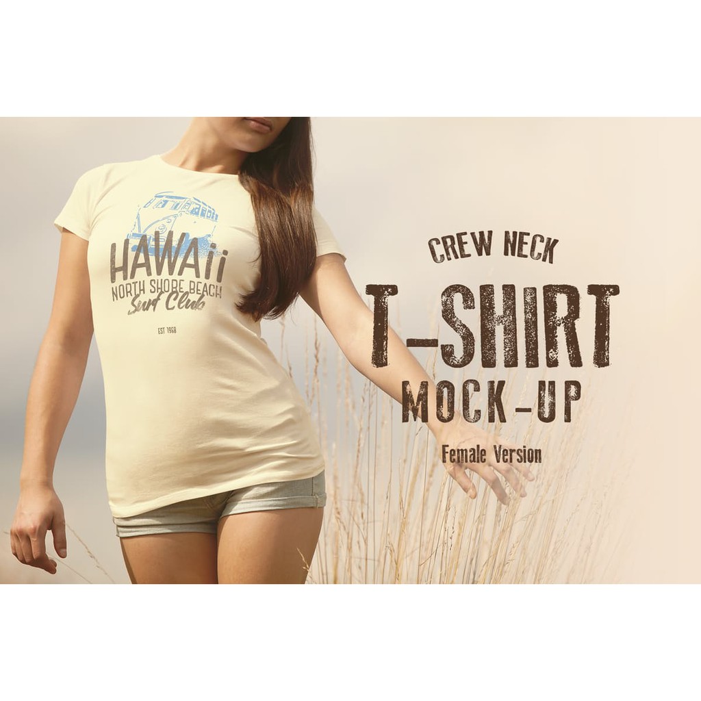 Download Design Kit 521 51 Mb Crew Neck T Shirt Mock Up Female Version Shopee Indonesia