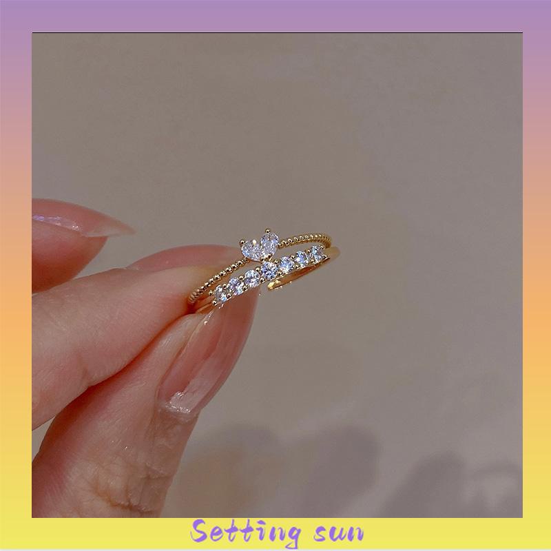 COD/Cincin Emas Zircon Bentuk Hati Untuk Wanita TN