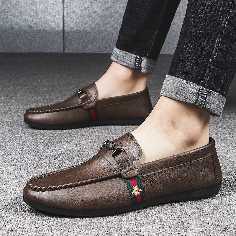 Pria   Tods Jaket Pemuda Pria Fashion Bisnis Kasual Kulit Sepatu British Satu Pedal Pantofel Sepatu 