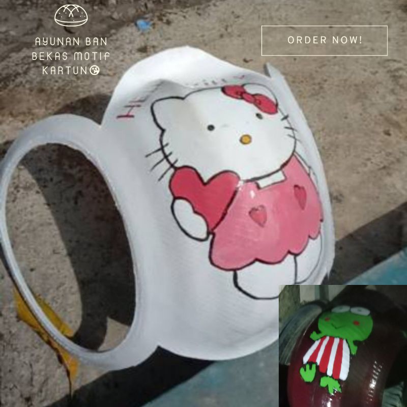 ayunan ban bekas motif hello kitty