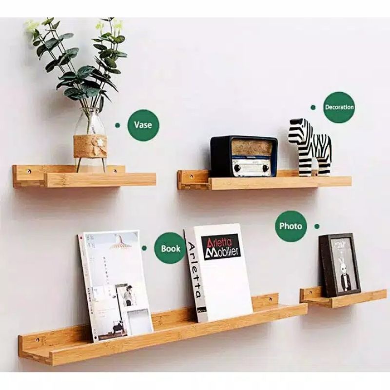 Rak Dekorasi Dinding Tempel Kayu Jati Belanda