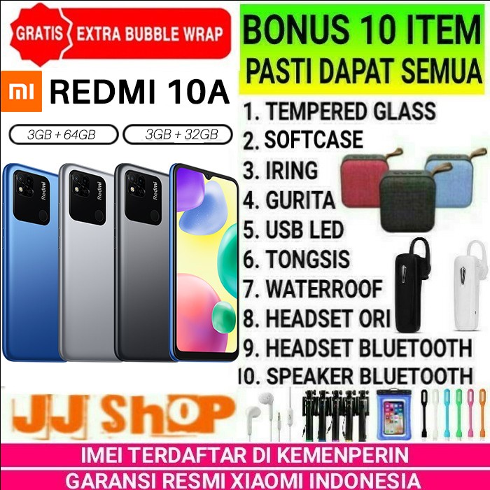 XIAOMI REDMI 10A 4/64 3/32 GB RAM 4GB 3GB ROM 64GB 32GB RESMI TAM