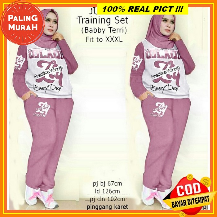 Baju Olahraga Wanita Jumbo Ld 134-160 Mat Kaos Baby Terry Ori Enter | Alica Shakira Sporty Terbaru S