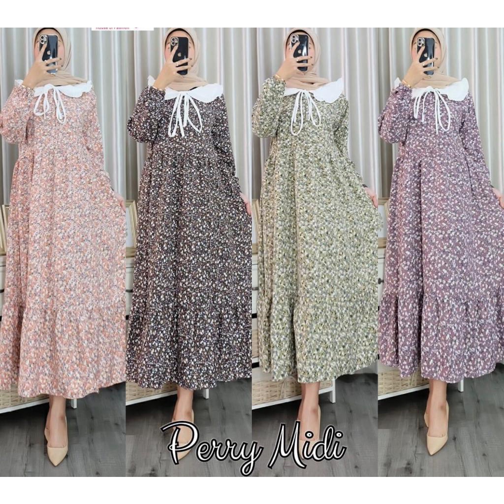 Midi dan maxi dress RAYON AMELIA bunga MAWAR VISCOSE bangkok homedress adem baju muslim daster daily sehari hari motif