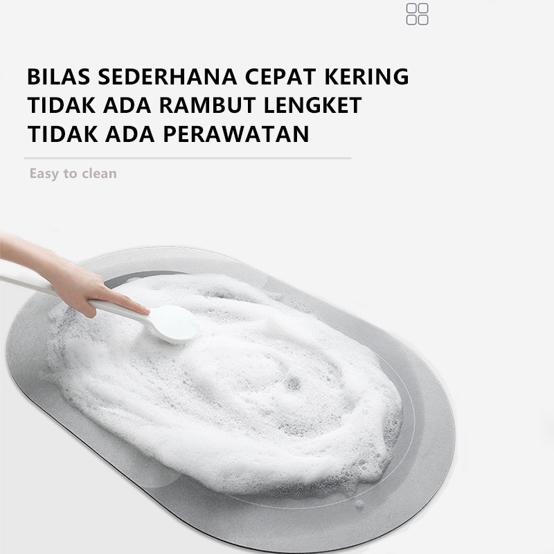 Keset Lantai Diatom Bulat/Antibakteri Anti-Selip Kamar Mandi Keset Kaki Penyerap/Keset Kaki Deodoran