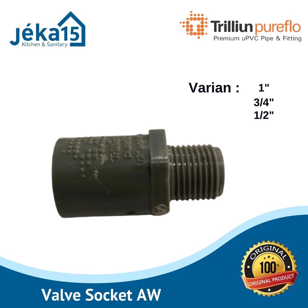 Sock Drat Luar PVC | Valve Socket AW 1/2 inch 3/4 inch 1 inch