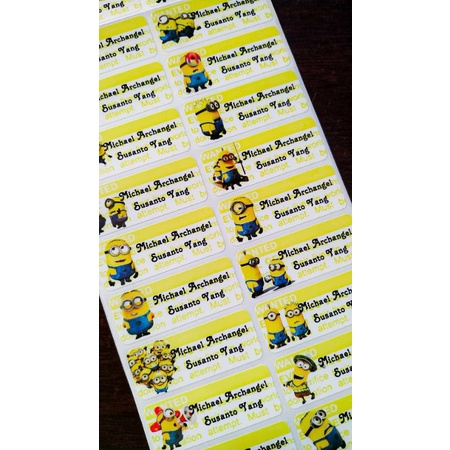 

Minions Sticker Label Nama Waterproof anti air