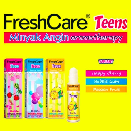 FRESHCARE TEENS Roll On 10ml | Passion Fruit / Happy Cherry / Bubble Gum Fresh care aromatherapy minyak angin