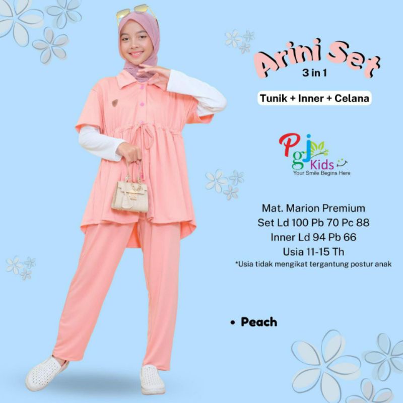 Arini || setelan remaja 3in1 ( tunik + inner + celana )