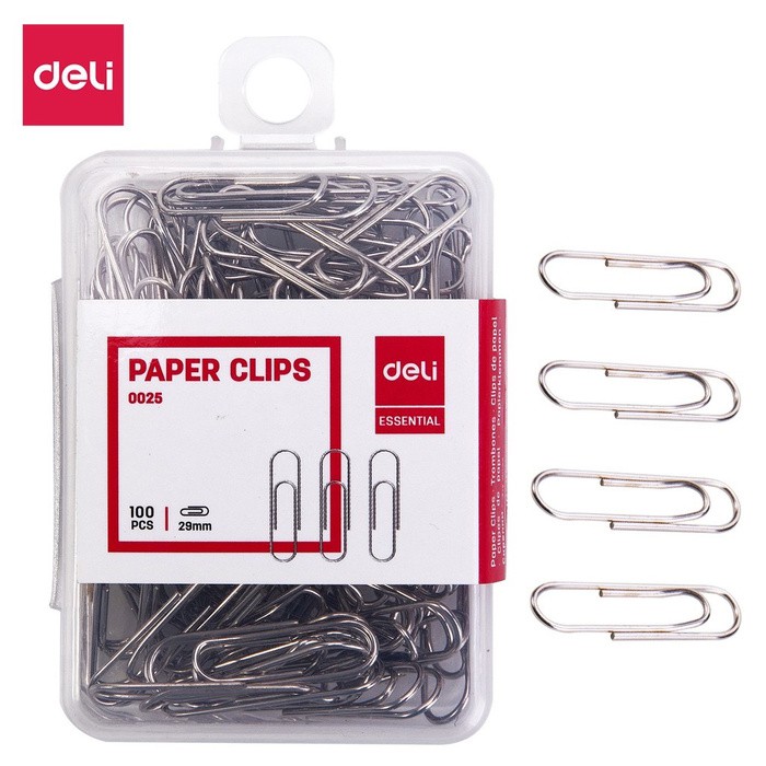 

Klip Kertas / Paper Clips Deli 29 mm 100 Pcs