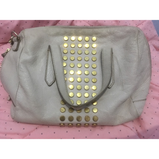 Tas selempang fossil studded studed stud studd Preloved bekas second putih