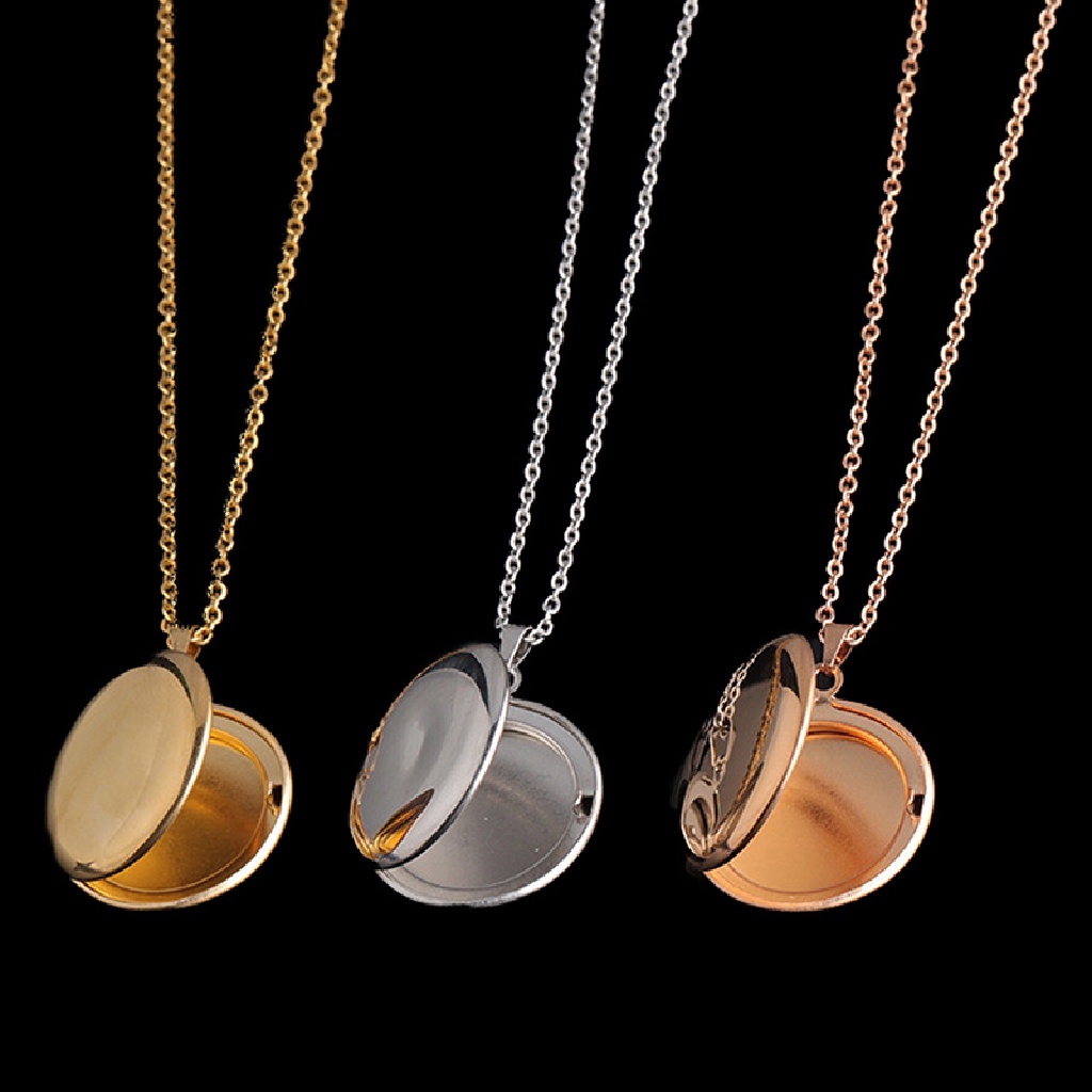 5026-4 Stainless Steel Photo Locket Necklace 3 Colors Open Round Pendant Necklaces 5026-4