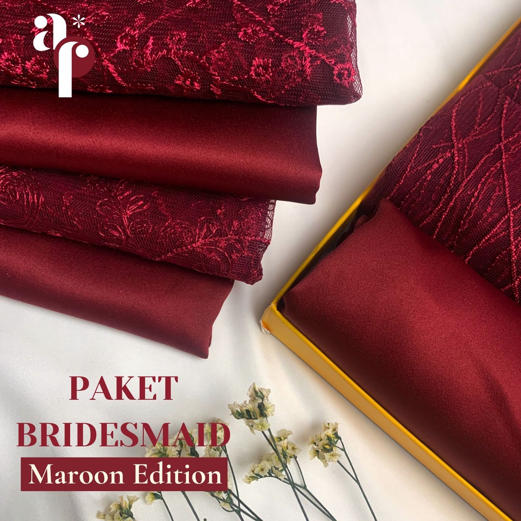 Paket Kain BRIDESMAID PREMIUM // Lamaran // Seragaman Keluarga // Wisuda Lengkap Satin Kebaya Brokat Warna Maroon