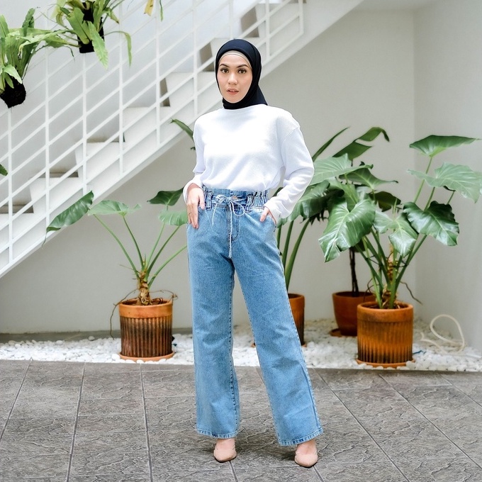 RMY NEW RILLEY Celana Kulot Jeans Tali ( 22.KUTA.99 ) | Denim Bawahan Wanita Highwaist Wide Leg