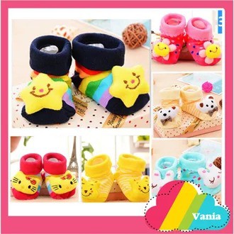 Import Sepatu Bayi Lucu Kaos Kaki Anti Slip Murah Baby Sock Karakter Boneka 3D