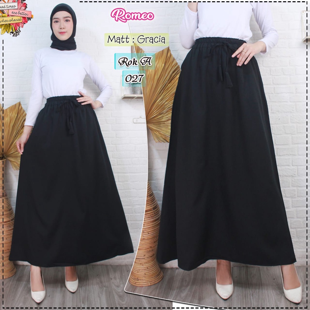 Rok Hitam Maxi Polos Bawahan Formal Wanita A line