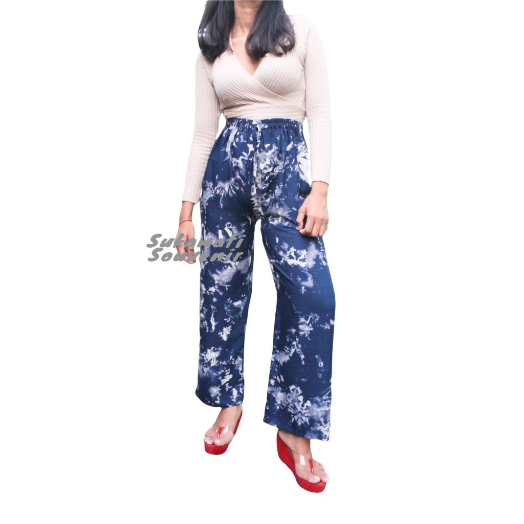 CELANA KULOT PANJANG TIE DYE BALI-NAVY HIDRO