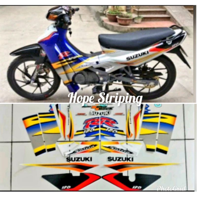 Striping Suzuki Satria R th 2004 Biru Putih