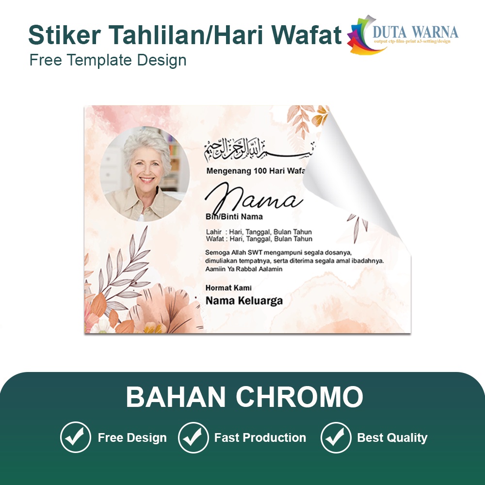 

STIKER TAHLIL / STIKER HARI WAFAT / STIKER MENGENANG HARI MENINGGAL / LABEL PERINGATAN WAFAT / LABEL TAHLIL