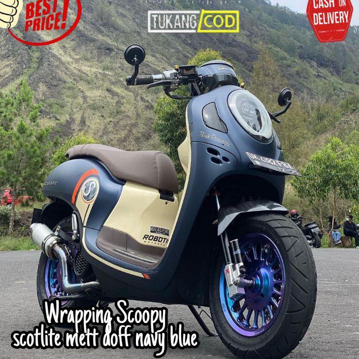 Harga Bersahabat.. Stiker skotlet metalik krom doff biru navy sticker scotlite motor mobil merk maxd