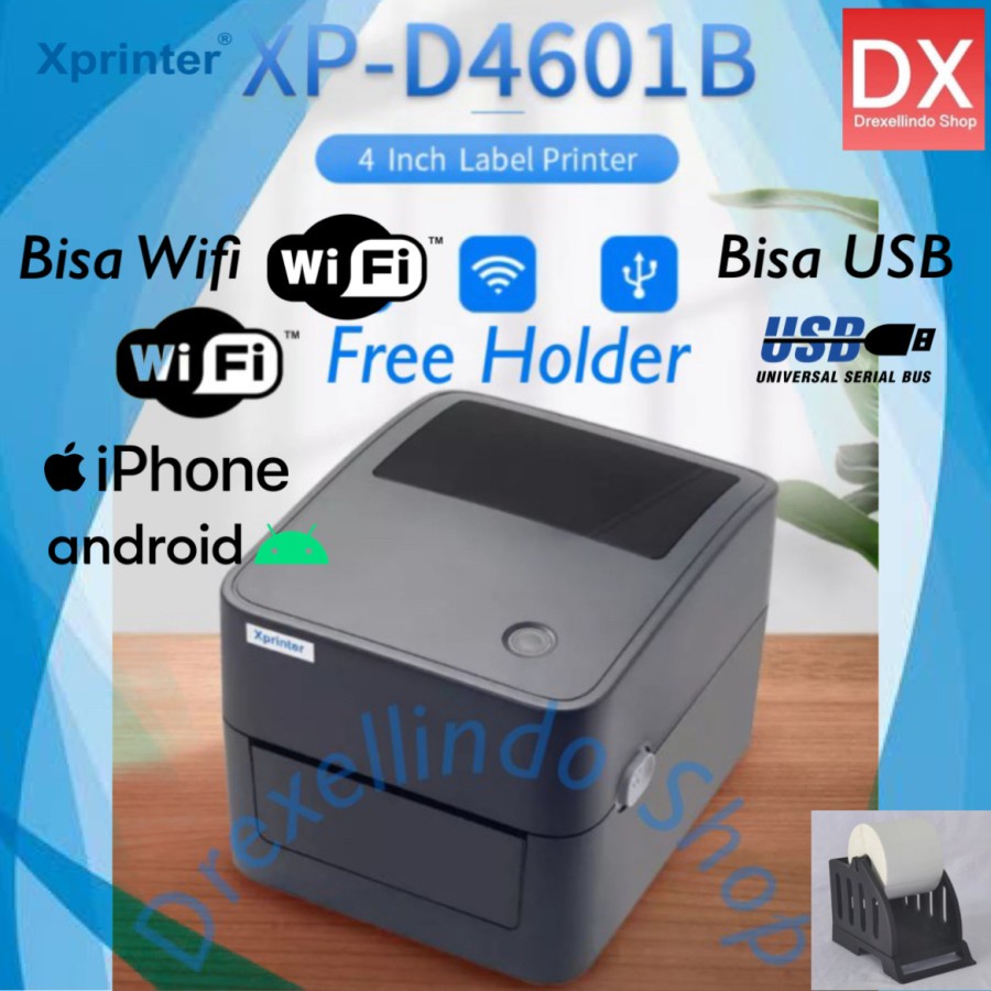 Printer Thermal LAbel Stiker Barcode Xprinter XP-4601B WIFI dan USB 4601