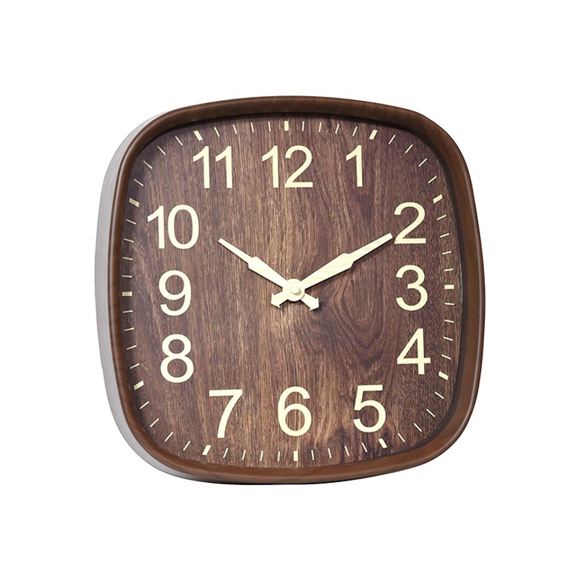 Jam Dinding Minimalis Modern Motif Kayu Wood Grain Warna Coklat 33cm Free Baterai 3205