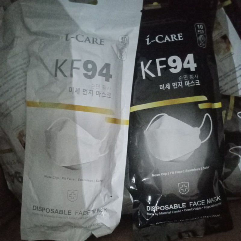 READY MASKER KF94 MERK ICARE, ICARE KF94. ICARE KF 94 HITAM, PUTIH, ABU, KF 94 BLACK, WHITE, GREY