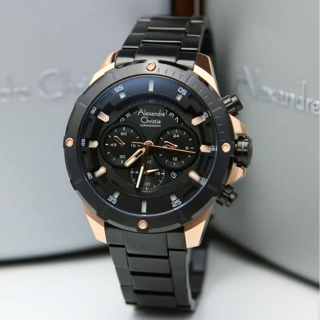 ALEXANDRE CHRISTIE ORIGINAL AC6529 BLACK ROSEGOLD JAM PRIA