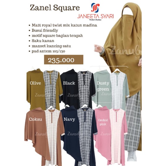 Gamis set zanel square zanuba