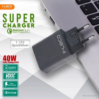 Charger FLECO F-290 40watt SUPER VOOC 4A Fast Charging QC 3.0A Cas Kabel Micro Usb Type c