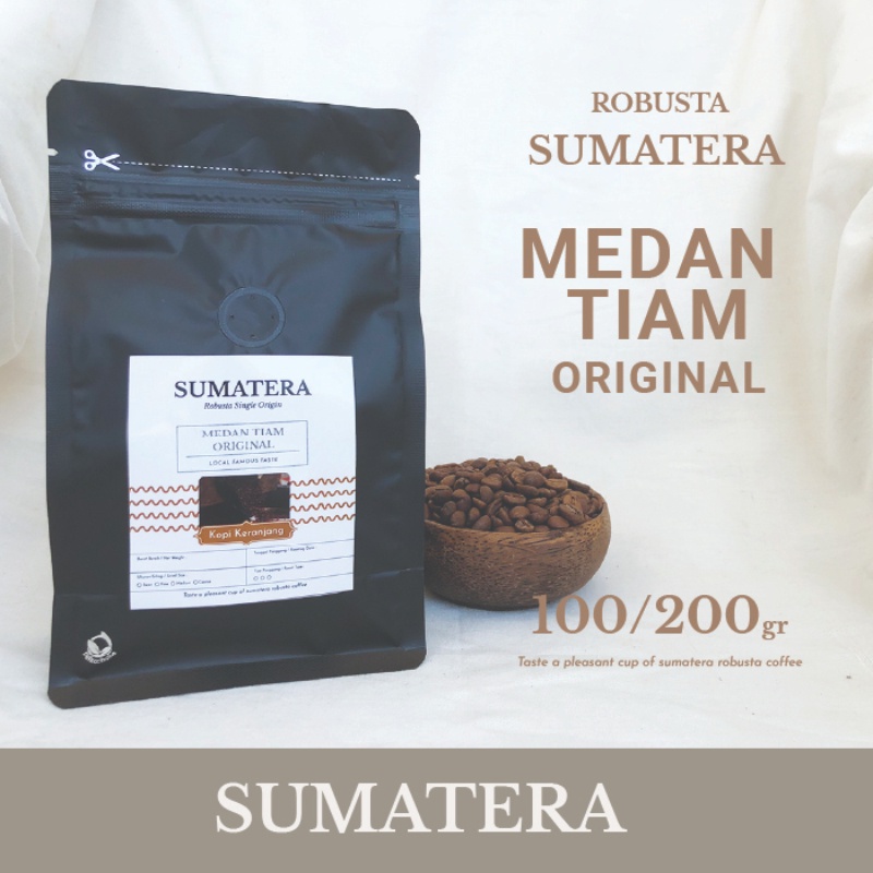 

Robusta Sumatera Medan Tiam Original Kopi Bean, Bubuk 100-200gr