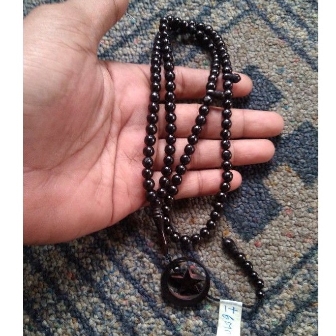 tasbih kokka bulat ±6 mm 99 butir bulan bintang hitam