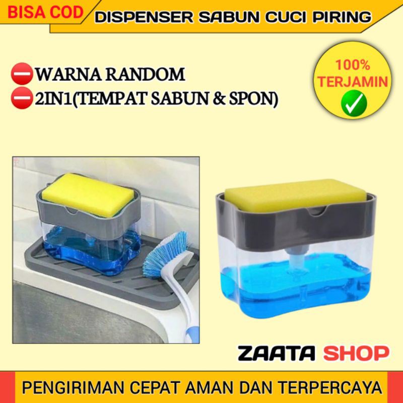 Tempat Dispenser Sabun Cuci Piring Pump 2 In 1 Isi Ulang (free spons)