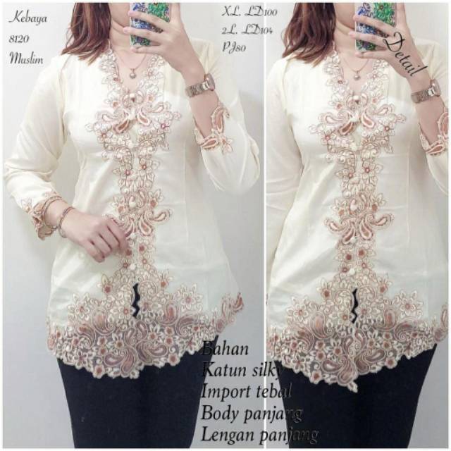 Promo Kebaya Encim Senada Katun Silky Import Kombinasi Brukat Bordir Wanita