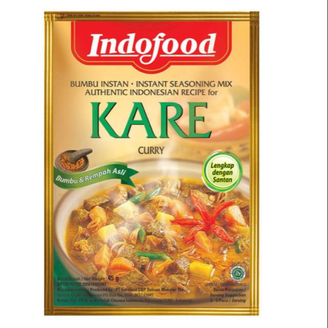 

INDOFOOD BUMBU INSTANT KARE 45 GR /INDOFOOD INSTANT SEASONING CURRY