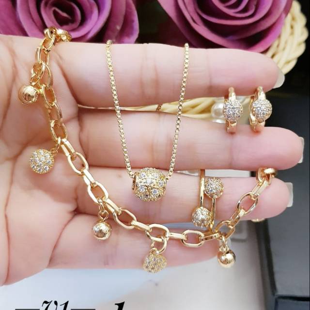 Xuping set perhiasan lapis emas 24k 0412i