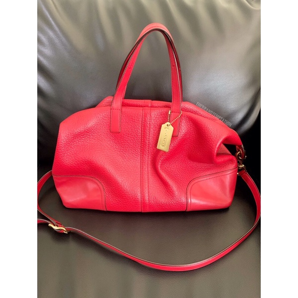 PRELOVED - Coach Top Handle Bag in Red Pebbled Leather