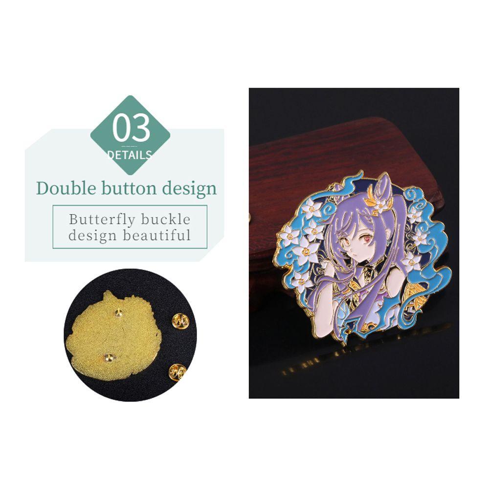 Agustin Genshin Impact Bros Cosplay Koleksi Hadiah Anime Keqing Medali Liontin Venti Bros Pin